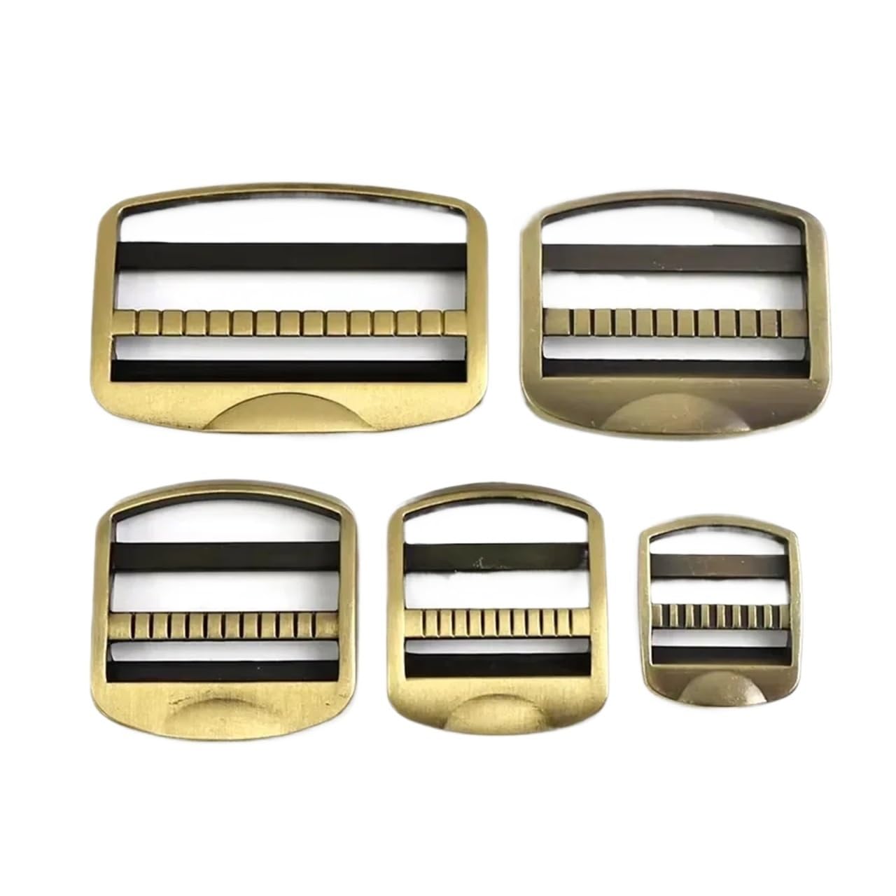 PVUVTNAHW 4Pcs Backpack Adjuster Metal Buckles 19-50mm Ladder Lock Slider Webbing Strap Tri-Glide Hook Adapter Clip(Brass,50mm)