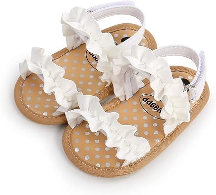 Meckior Infant Baby Girls Boys Summer Sandals Open Toe Lace Princess Dress Wedding Flats Shoes Newborn Toddler Soft Non-slip Sole First Walker Crib Shoes