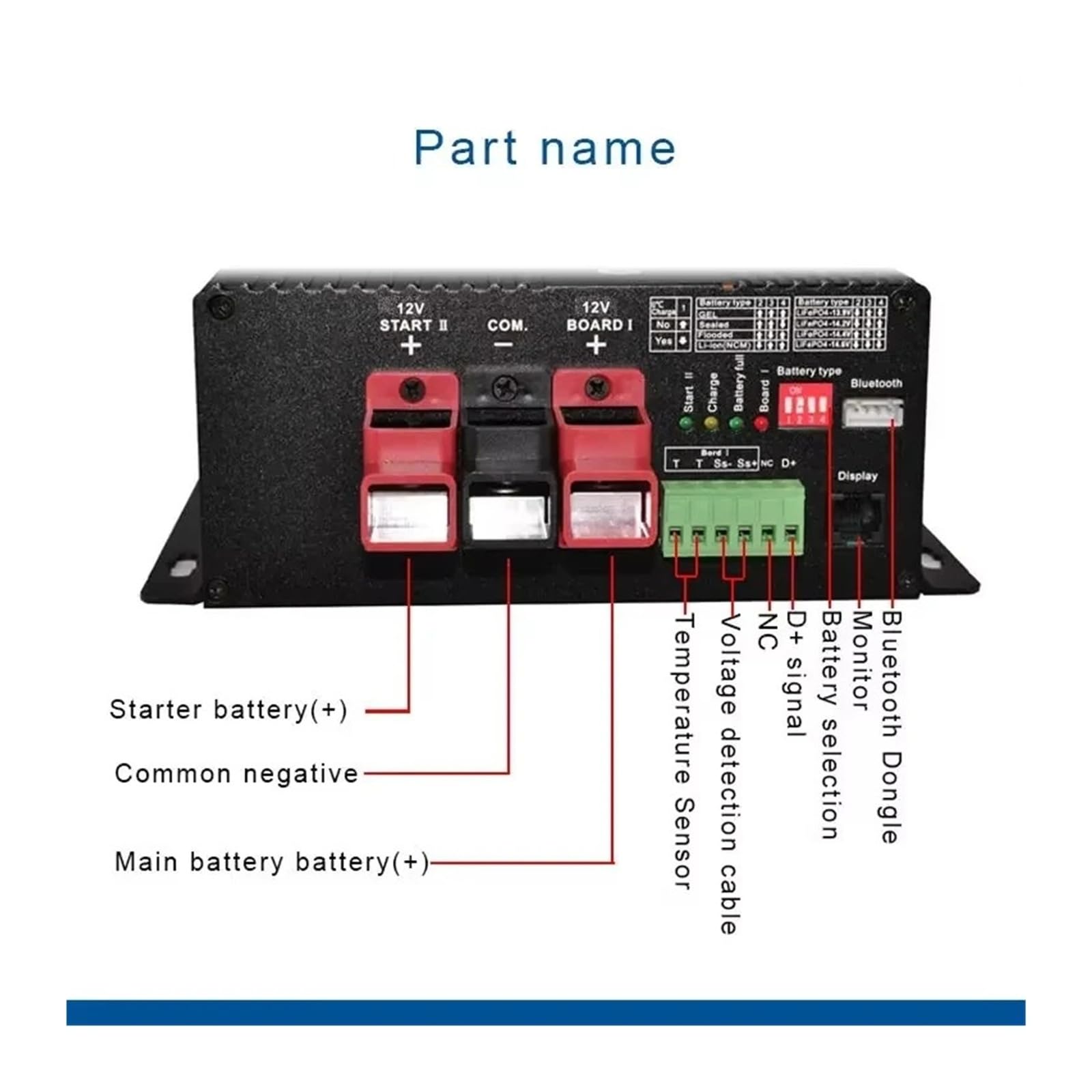 Convertidor Adaptador Cargador Inteligente 12V CC 30A Refuerzo Compatible Aplicación Bluetooth Batería Litio Temperatura Carga Completamente Automática inversor