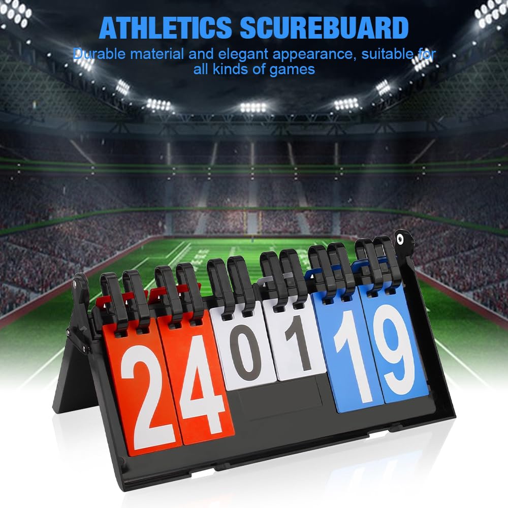 mizikuu Tabellone Segnapunti, 4 Cifre Segnapunti Sportivo Portatili Flip Sport Scoreboard Digitale Contapunti per Competizioni Sportive, Basket, Calcio, Badminton,Tennis
