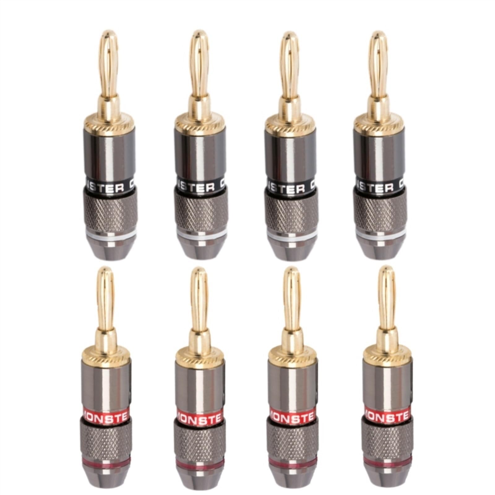 8 sztuk wtyków bananowych 4 mm, pozłacane 24-karatowym złotem, czysta miedź, adapter głośnika, wtyczka śrubowa, złącza audio
