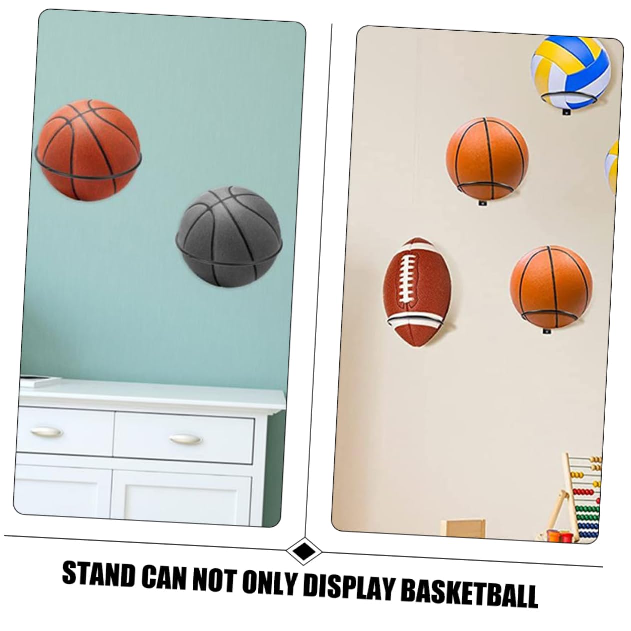 TOYANDONA Soporte de Pared Balones de Fútbol y Baloncesto Estante de Exhibición de Resistente Instalación y Duradera Soporte de Almacenamiento Casa