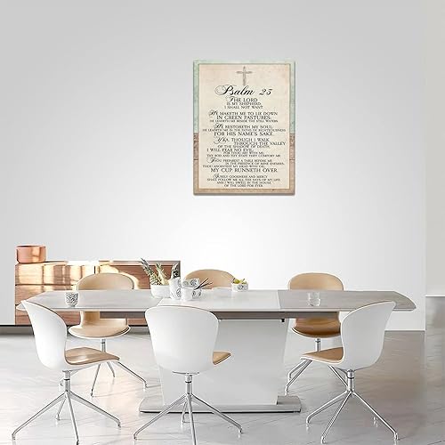 Miniatura 5 de Salmo cristiano 23 - Arte de pared con versículos bíblicos, decoración de casa de campo Jesús, pintura enmarcada para decoración del hogar,