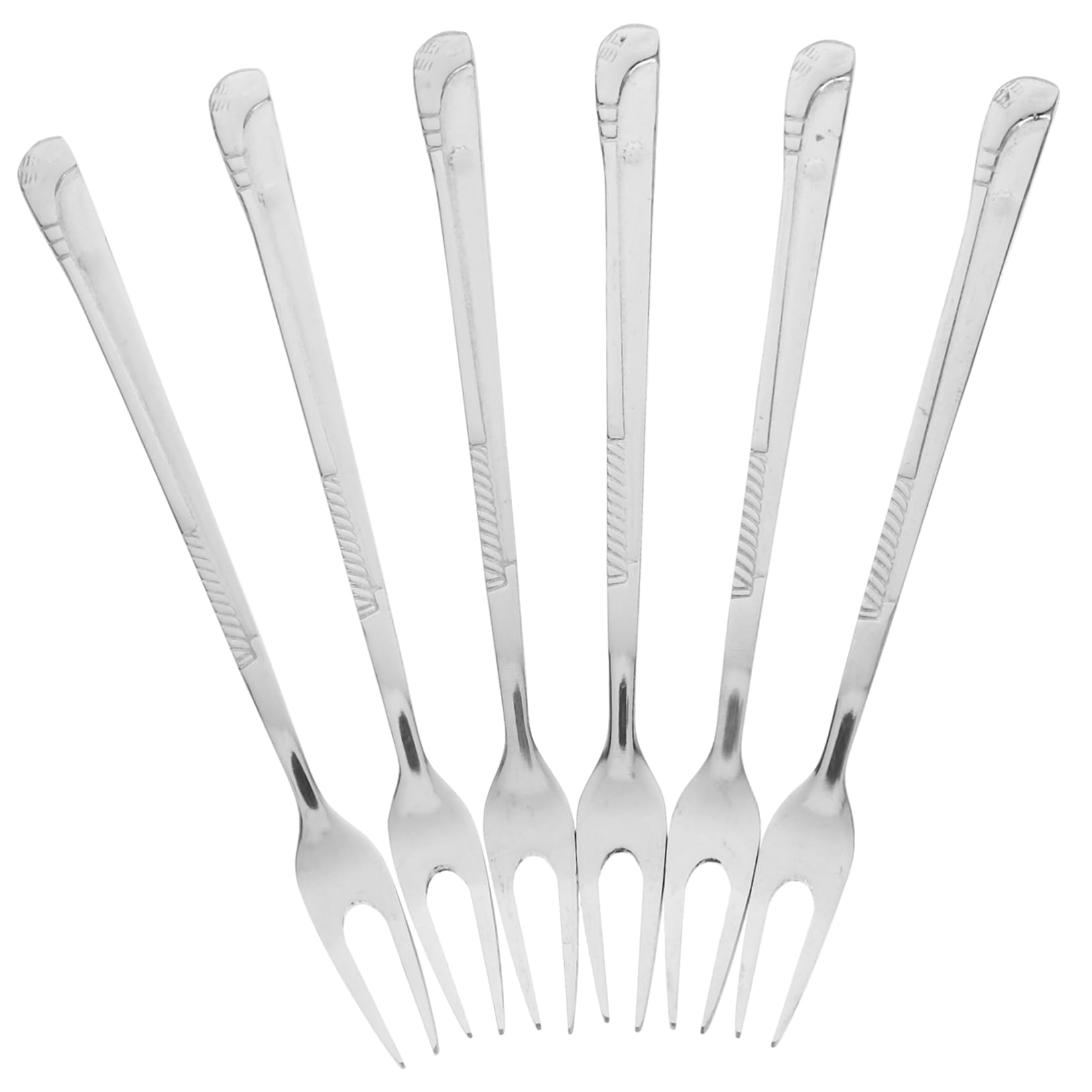 KICHOUSE 6pcs Stainless Steel Fruit Fork Cheese Forks Pickle Picker Dessert Fork Portable Forks Tasting Fork Essential Serving Fork Cocktail Fork Tea Fork 304 Stainless Steel Silver