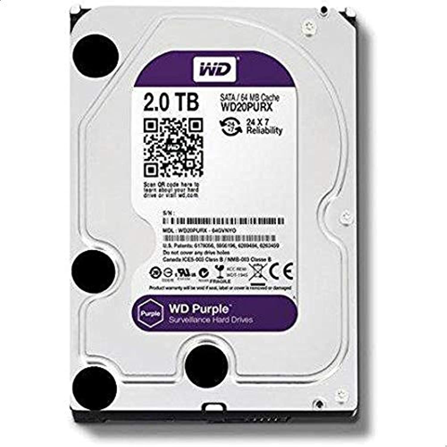 新品未使用　Western Digital WD Purple 2TB HDD Western Digital 2 TB Internal PC Hard Disk (WD20PURX): Buy Online