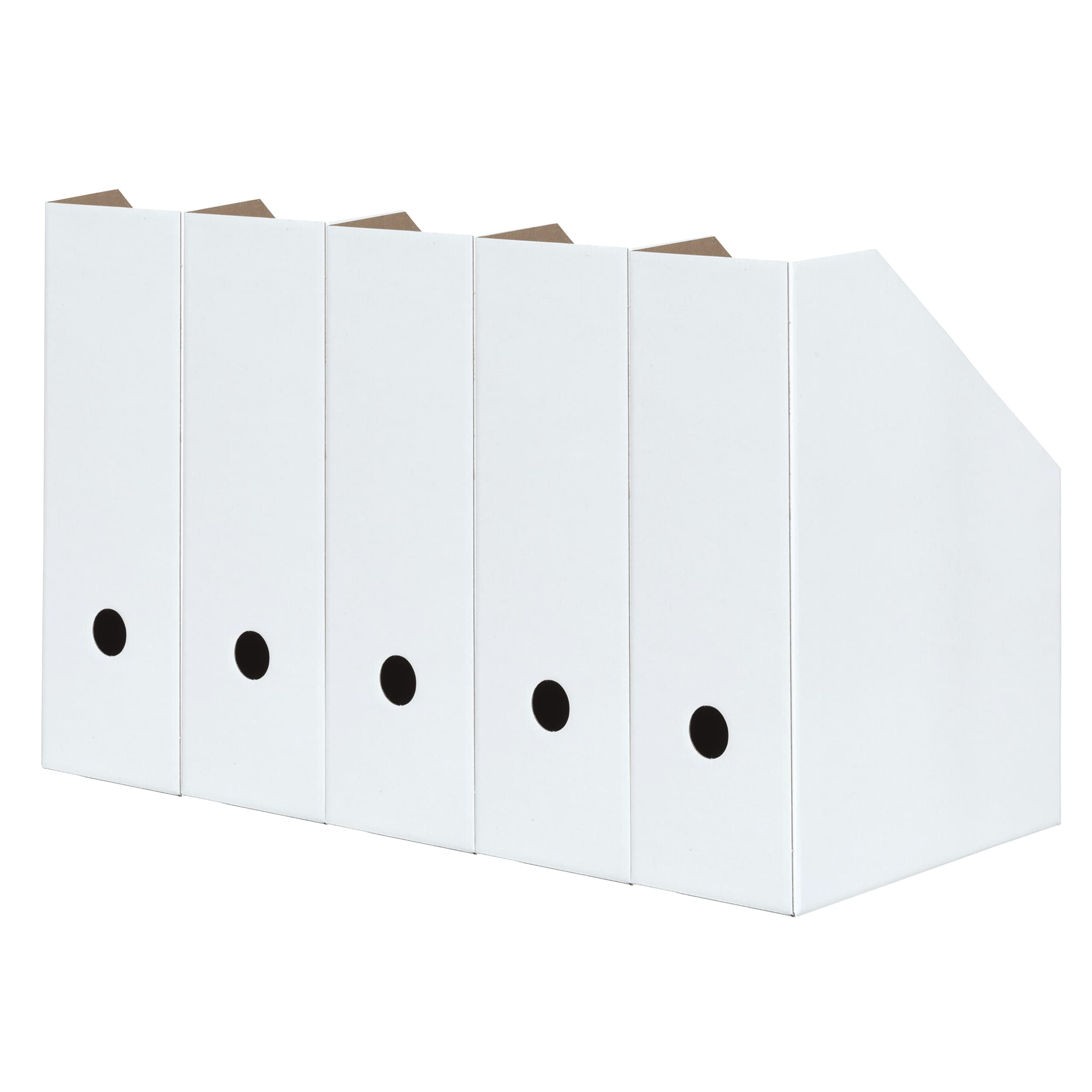 Landre 5 x A4 Magazine File - Strong Cardboard - 10.5cm Wide - White