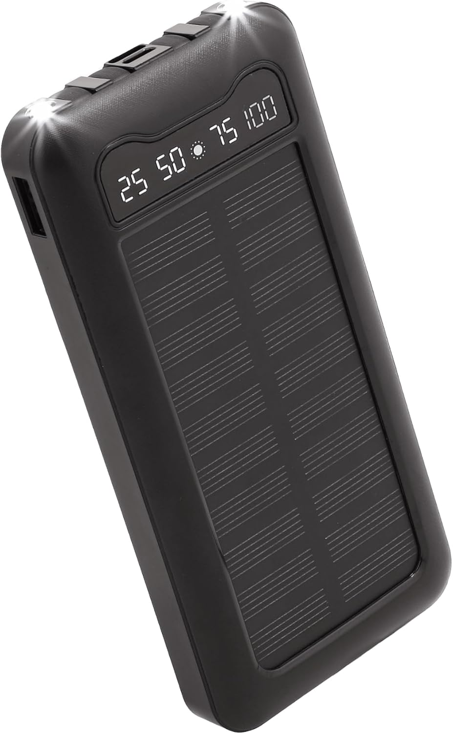 Solar Power Bank with Built-in Cables, Portable Charger