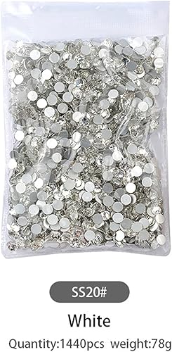 Miniatura 2 de 1440 diamantes de imitación SS20 para arte de uñas de vidrio transparente blanco con parte trasera plana, piedras preciosas para manualidades, uñas,