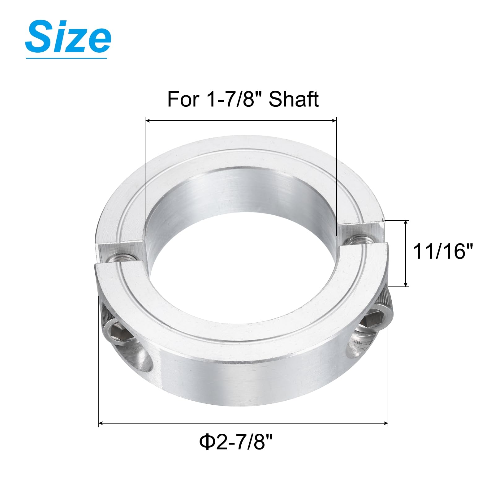 QUARKZMAN 4 Stück Doppelt Geteilte Klemmringe Für 1-7/8" Welle Zweiteilige Klemmringe 2-7/8" Außendurchmesser 11/16" Dicke Aluminiumlegierung Stellschrauben Geteilter Klemmring