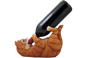 Decorative Tabby Kitty Cat Wine Bottle Holder Sculpture