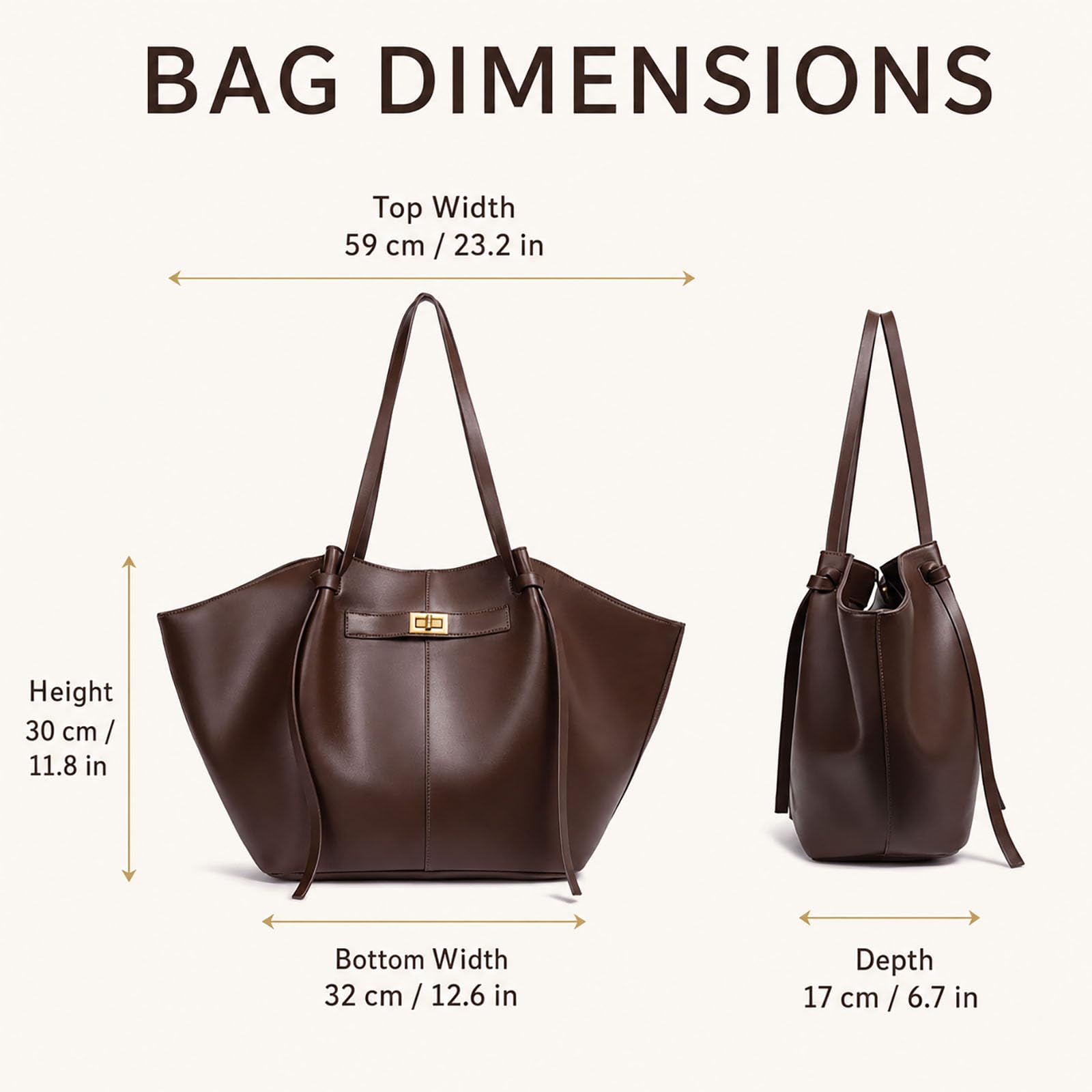 Adius Bolso Tote para Mujer, Bolso Tote de Piel para Mujer