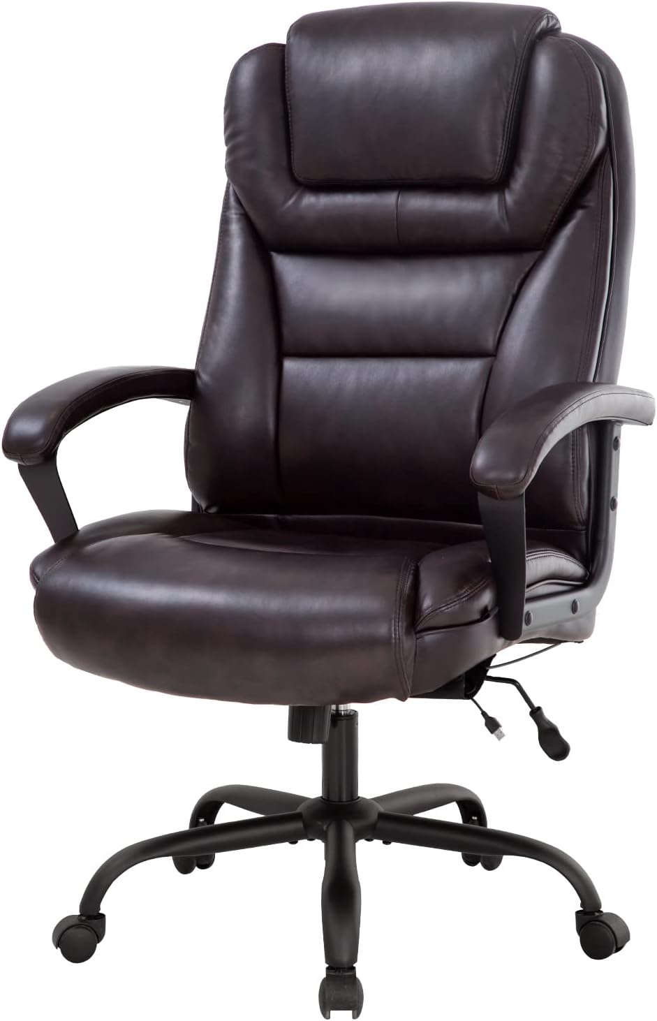 BestMassage Big and Tall Office Chair 500lbs Wide Seat Ergonomic Desk Chair with Lumbar Support Arms High Back PU Leather Executive Task Computer Chair for Heavy People Women,Black