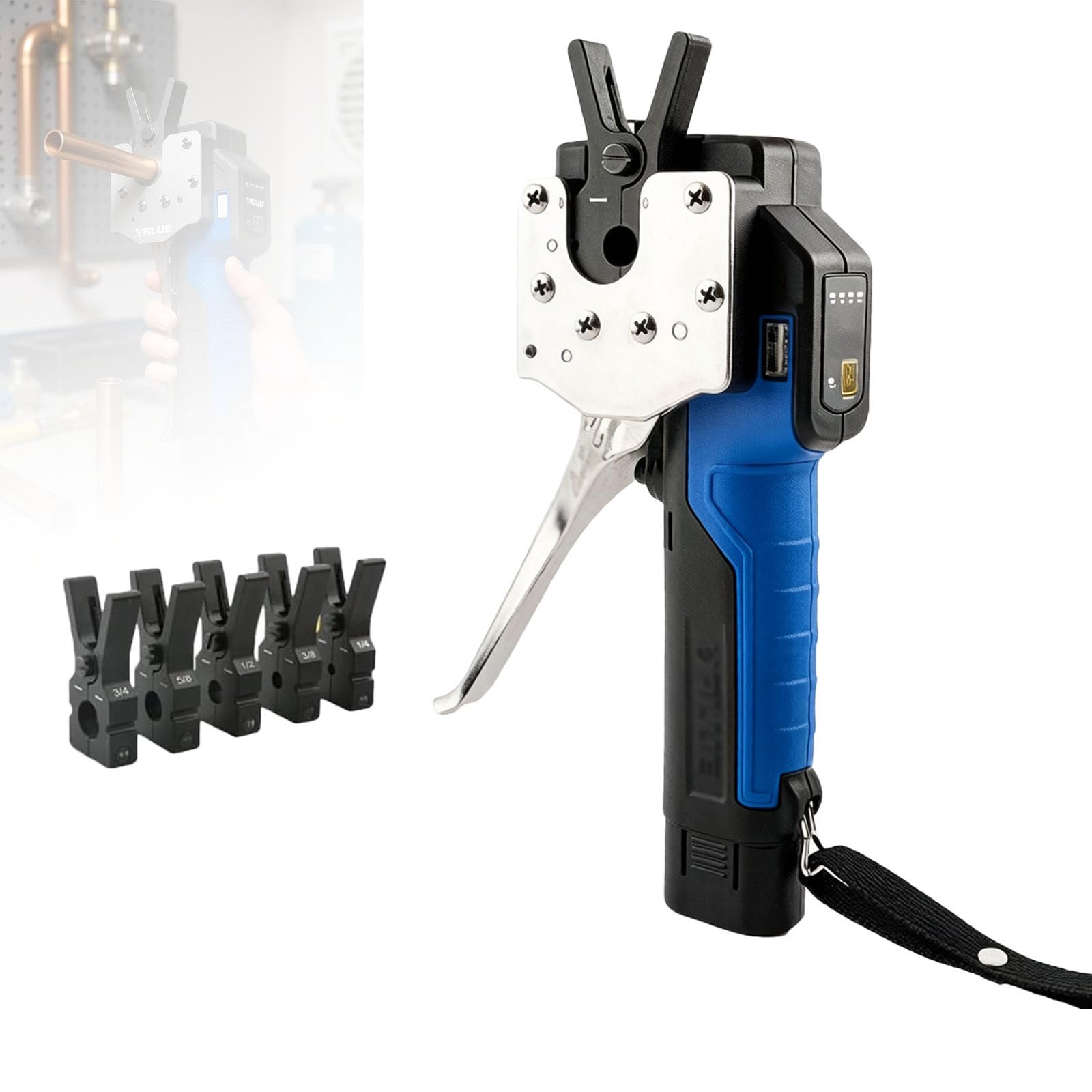 Herramienta De ExpansióN EléCtrica, Kit De Abocardado De Tubos, Abocardador Aire Acondicionado, Alimentado por BateríA De Litio, para Abocardar Tubos De Cobre Y Aluminio 5Chucks