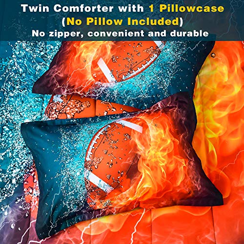 Andency Football Comforter Set Twin(66X90 Inch), 2 Pieces(1 Football Comforter, 1 Pillowcase) Sport Microfiber Comforter Set Bedding Set For Kids Boys Teens #TOP5