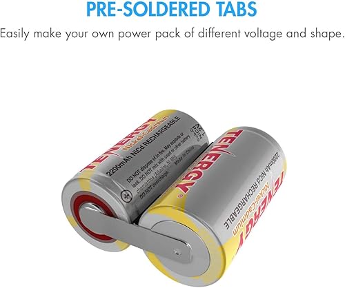 Miniatura 4 de Tenergy - Batería subC NiCd (2200 mAh, 1,2 V, batería subC recargable, 120 unidades)