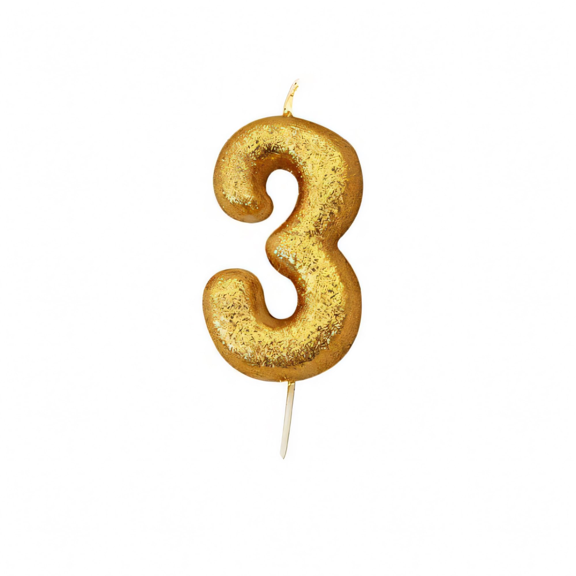 Anniversary House Metallic Gold Glitter Number 3 Cake Candle for Birthday and Anniversary Decorations - Elegant Birthday Candle for Cake - Stylish Gold Number Candle Topper 7 cm