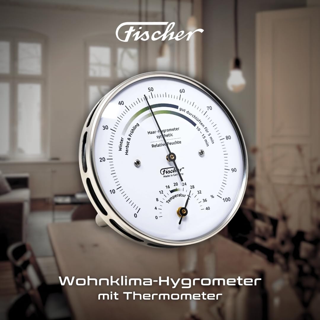Fischer Higrometr klimatyczny wewnętrzny z termometrem, stal nierdzewna, wielokolorowy, jeden rozmiar