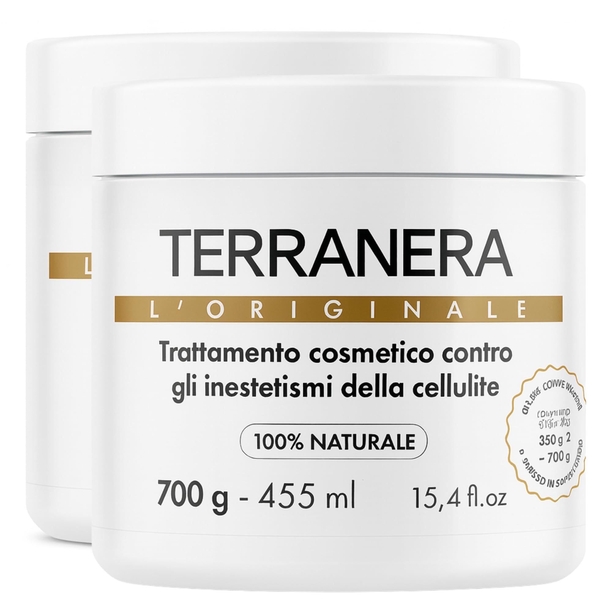 Terranera Fango Anticellulite 1kg (2x700g) – Trattamento Drenante Corpo – Riduce Inestetismi Cellulite e Rassoda la Pelle