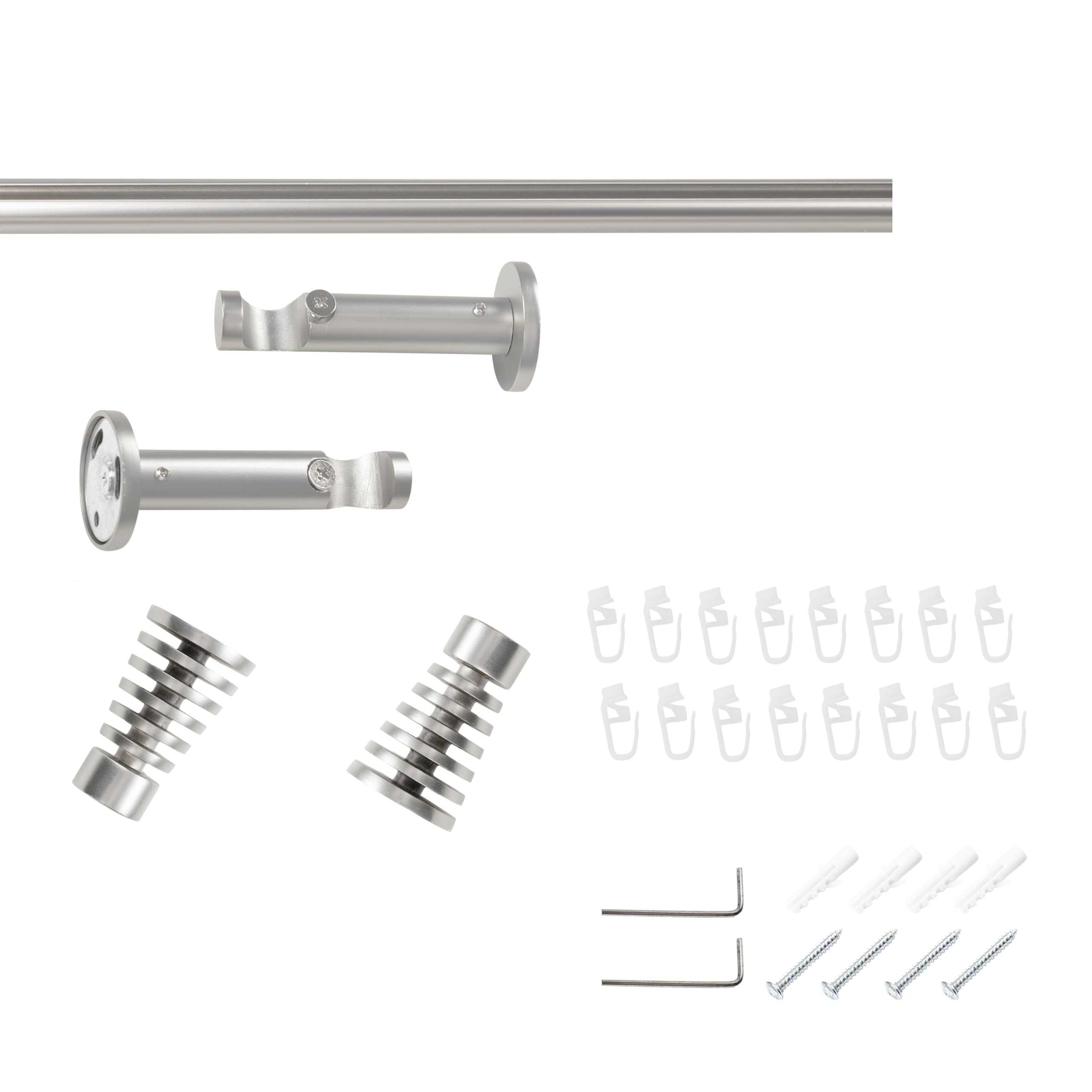 SN Deco Gardinenstange Innenlauf Gap, 19 mm, 1-läufig, Stahl, Komplett-Set mit Ringen, Profilträger, 360 cm, chrom matt