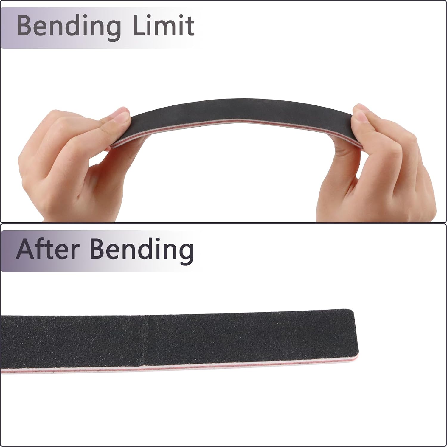 LNAUJS 3 Pack Nail Files - Reusable Black Rectangle Shape Double Sided Manicure Tools with 100/180 Grit for Home Salon, Nail Styling
