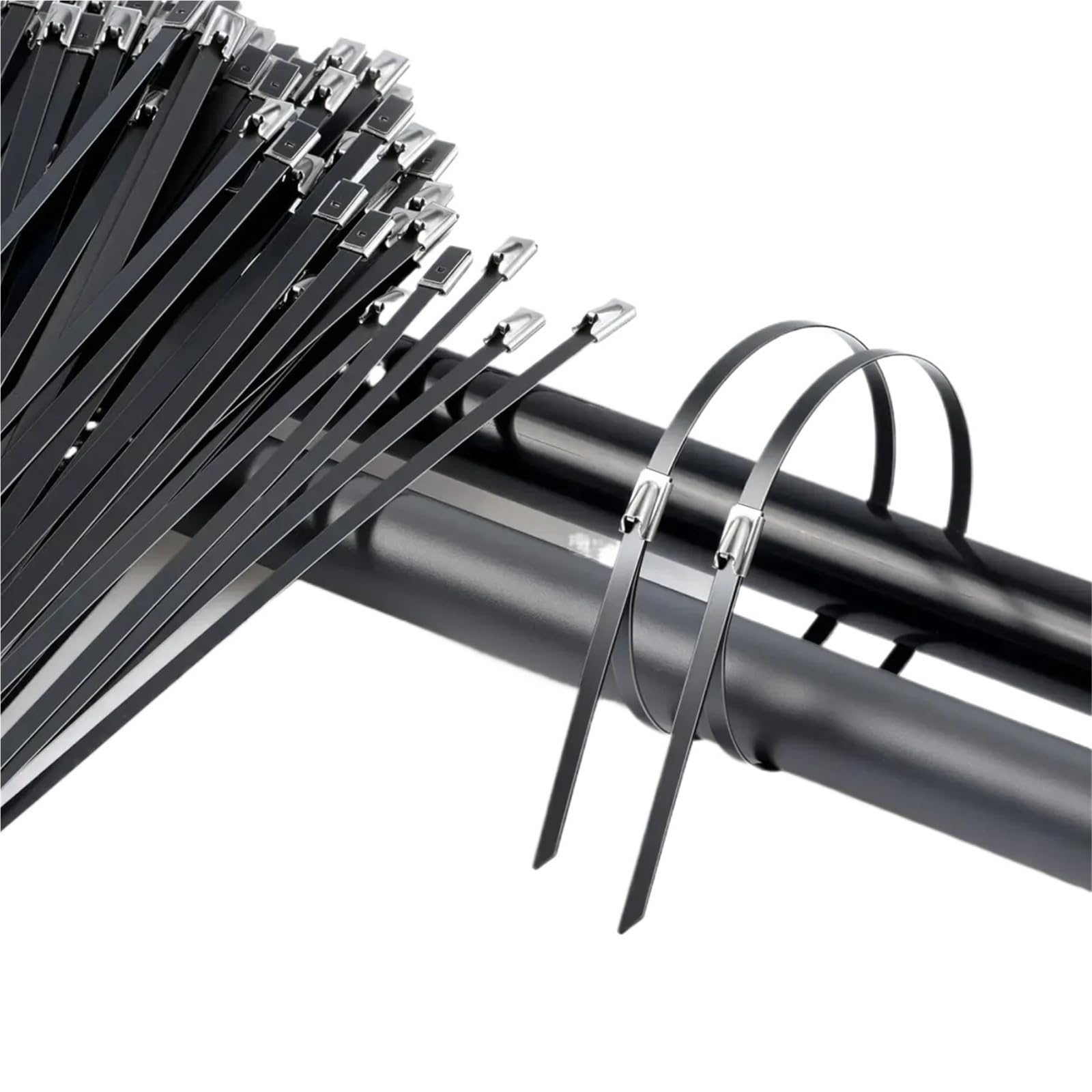 Chrklio 4.6X150mm Cable Ties Metal Cable Ties Self-Locking Cord Tie Stainless Steel