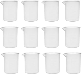 EiscoLabs 12 Pack 250ml Polypropylene Beakers - Autoclavable, Chemical Resistant, Raised Graduations & Tapered Spout