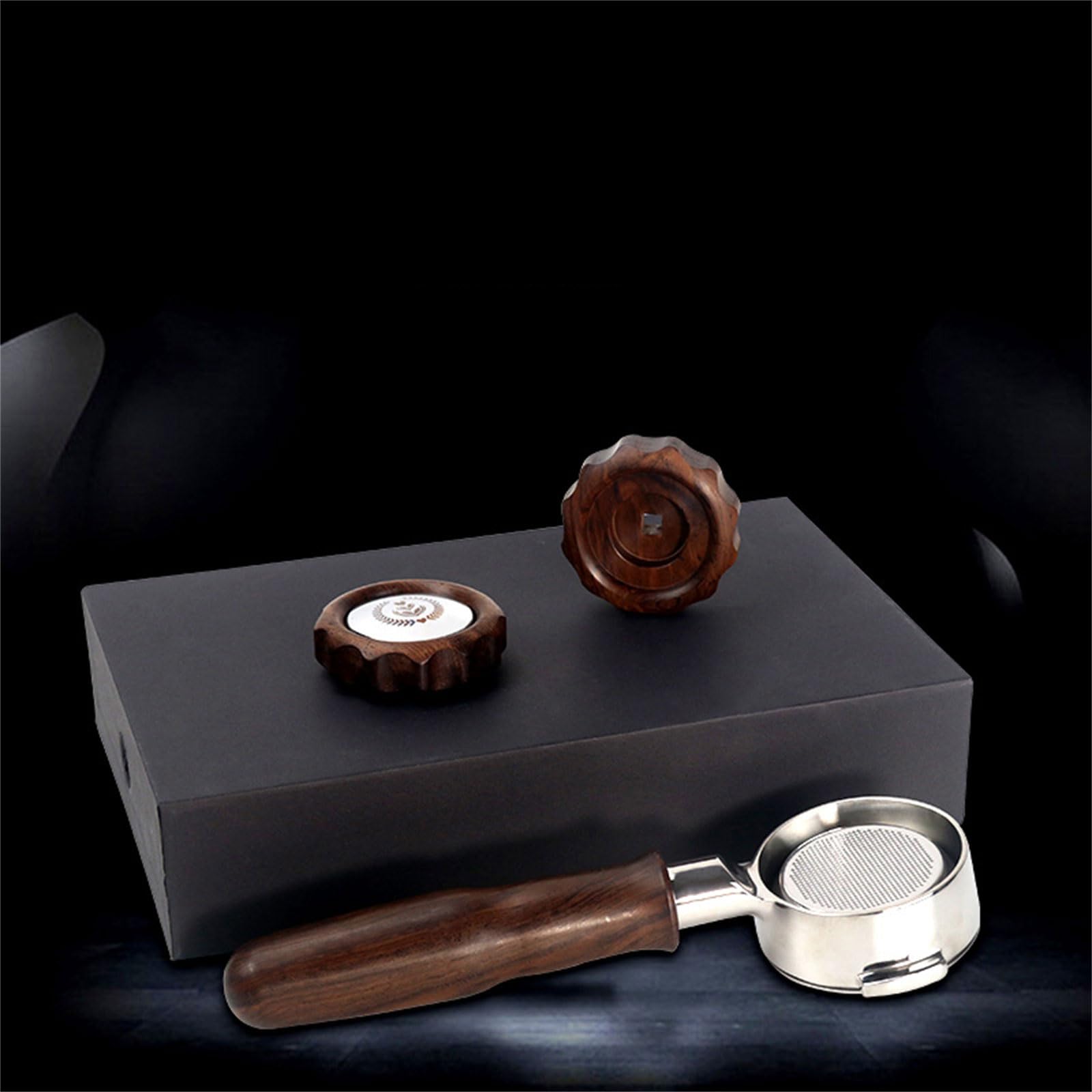 Portafiltro de café sin fondo de 58 mm para máquinas de café /Aibo, máquina de acero inoxidable, mango de madera, mango de madera