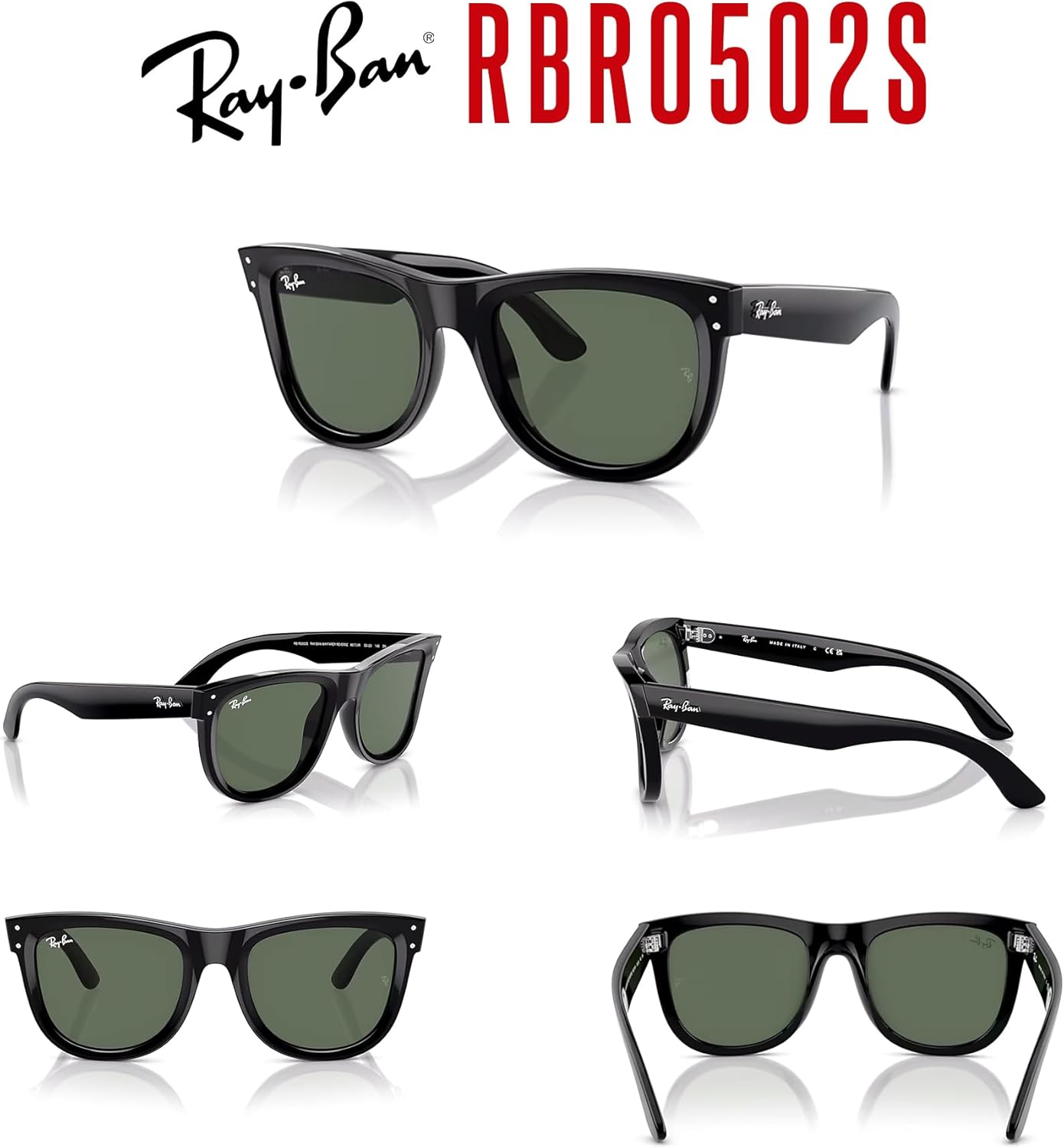Ray-Ban Wayfarer Reverse RBR0502S Square Sunglasses for Men for Women +BUNDLE with ACCESSORY EYEWEAR KIT - Image 7