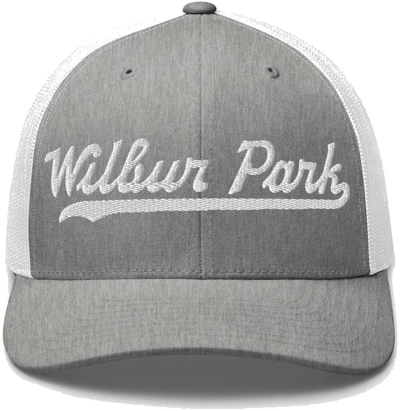 Wilbur Park Hat Wilbur Park Trucker Hat Baseball Script Embroidered Cap Vintage Sports Mesh Swoosh Gift Souvenir Headwear MO