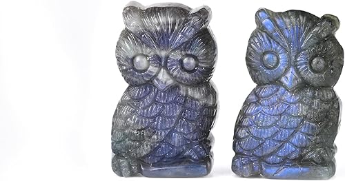 Miniatura 2 de JIC Gem 1 pieza de cristal de cuarzo natural AAA con alas de ángel de labradorita y piedra curativa. Toda la cara de la talla se mantiene en un azul