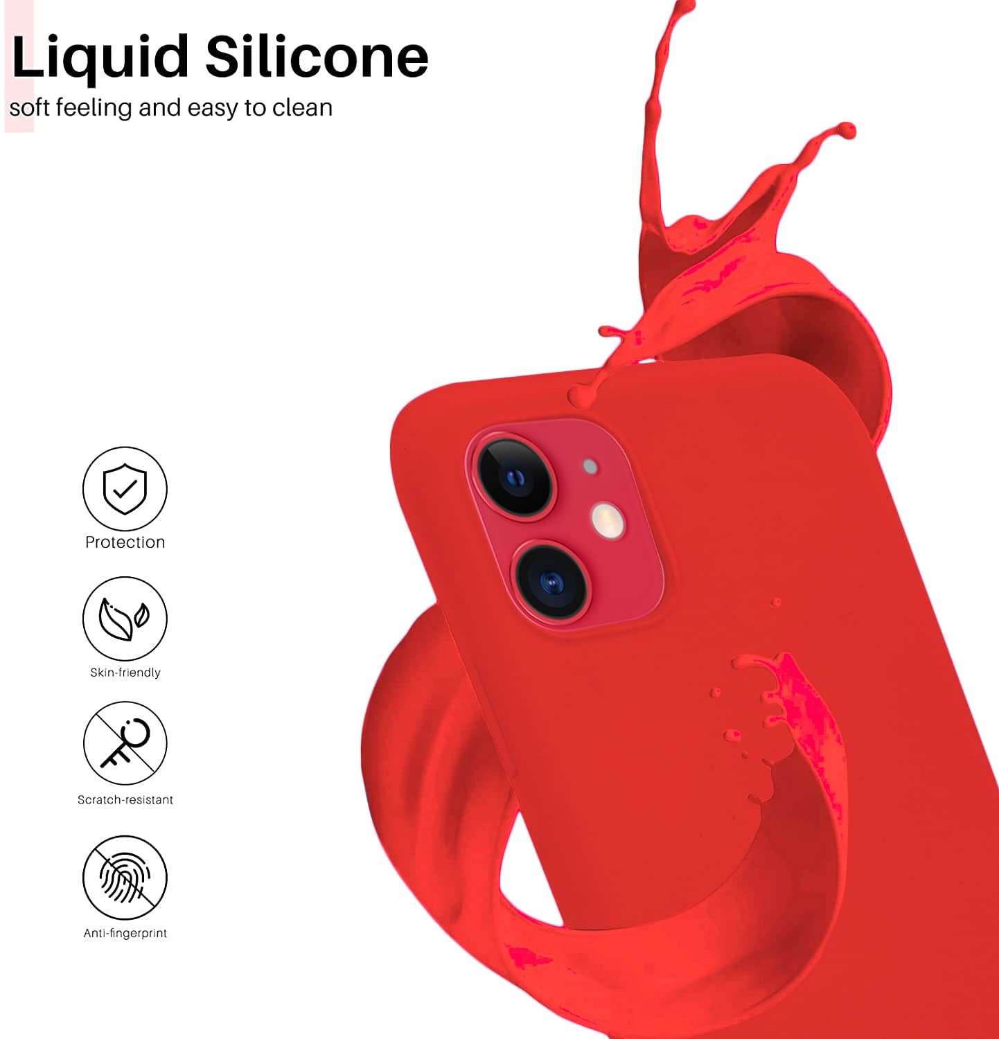 LOXXO ® Liquid Silicone, Microfiber Shockproof Slim Back Cover Compatible for iPhone 11 6.1 inch, (Red)