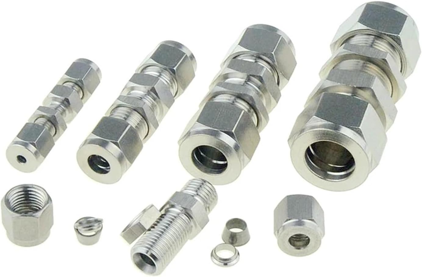304 Compression Ferrule Pipe Fitting 6mm 8 10 12mm Conversion Adapter 1/4 1/2 Tube Stainless Steel Coupler Connector(PM,16mm OD Tube)