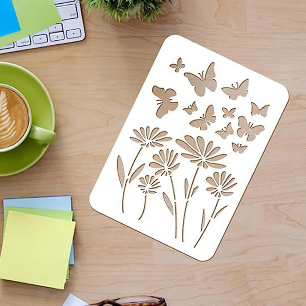 Stencil Per Bordi Fiori - Set Da 9 Pezzi, Riutilizzabili, Per Pareti, Legno, Tessuto E Decorazioni - Foto 10