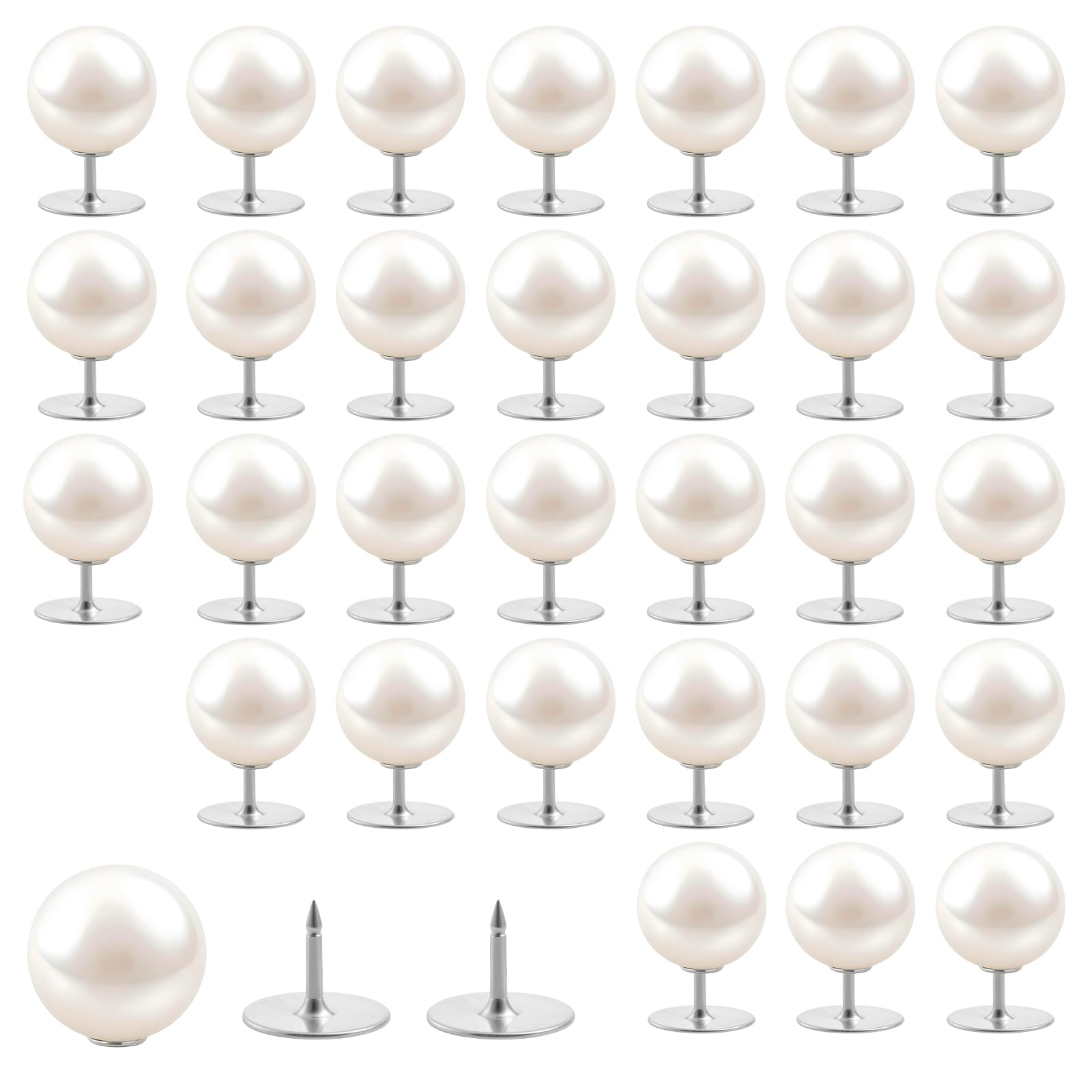ZEYIYER 30 Pcs No Sew Pearl Pins, 14 mm Large Pearl Pins for Clothes Removable Pearls Pin for Women, Shirts, Crafting