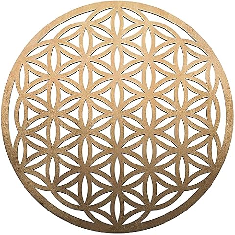12" Flower of Life, Seed of Life, home decor, wooden wall art, sacred geometry art, sculpture, wall decorations, chakra banner, crystal grid (Gold) Cover