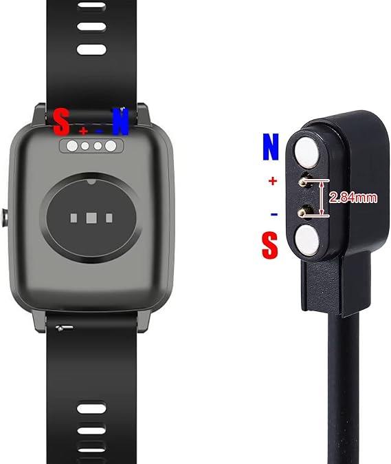 2 Pack Smart Watch Charger with 2-Pin Universal USB Data Charging Cable Magnetic Charger Compatible for Willful IP68, Black