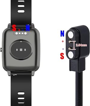 2 Pack Smart Watch Charger with 2-Pin Universal USB Data Charging Cable Magnetic Charger Compatible for Willful IP68, Black