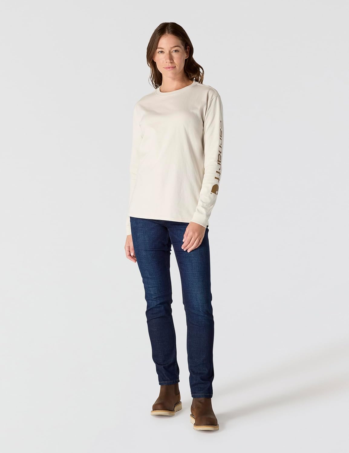 Carhartt Women's Loose Fit Heavyweight Long-Sleeve Logo Sleeve Graphic T-Shirt - Image 4