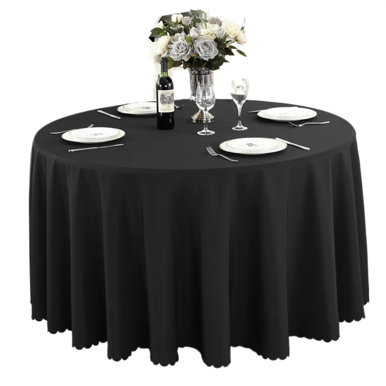 Tovaglia rotonda per matrimoni, par, ristorante, tovaglia nera per decorazione banchetti, 260 cm, perfetta per tavolo da pranzo per eventi speciali