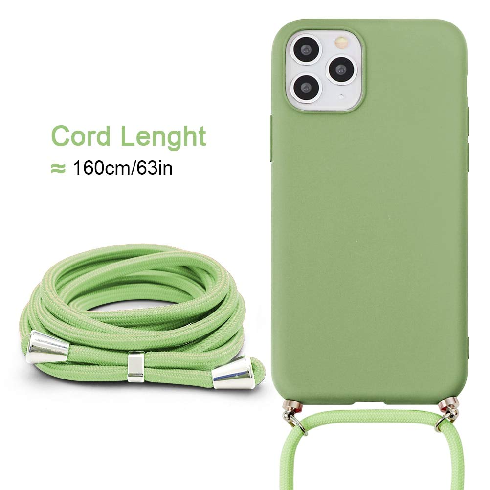 Yoedge kompatybilny z iPhone 11 6,1", etui na telefon z bardzo cienkim przewodem Soft TPU Bumper Etui 360 stopni, odporne na wstrząsy z regulowanym sznurkiem, zielone