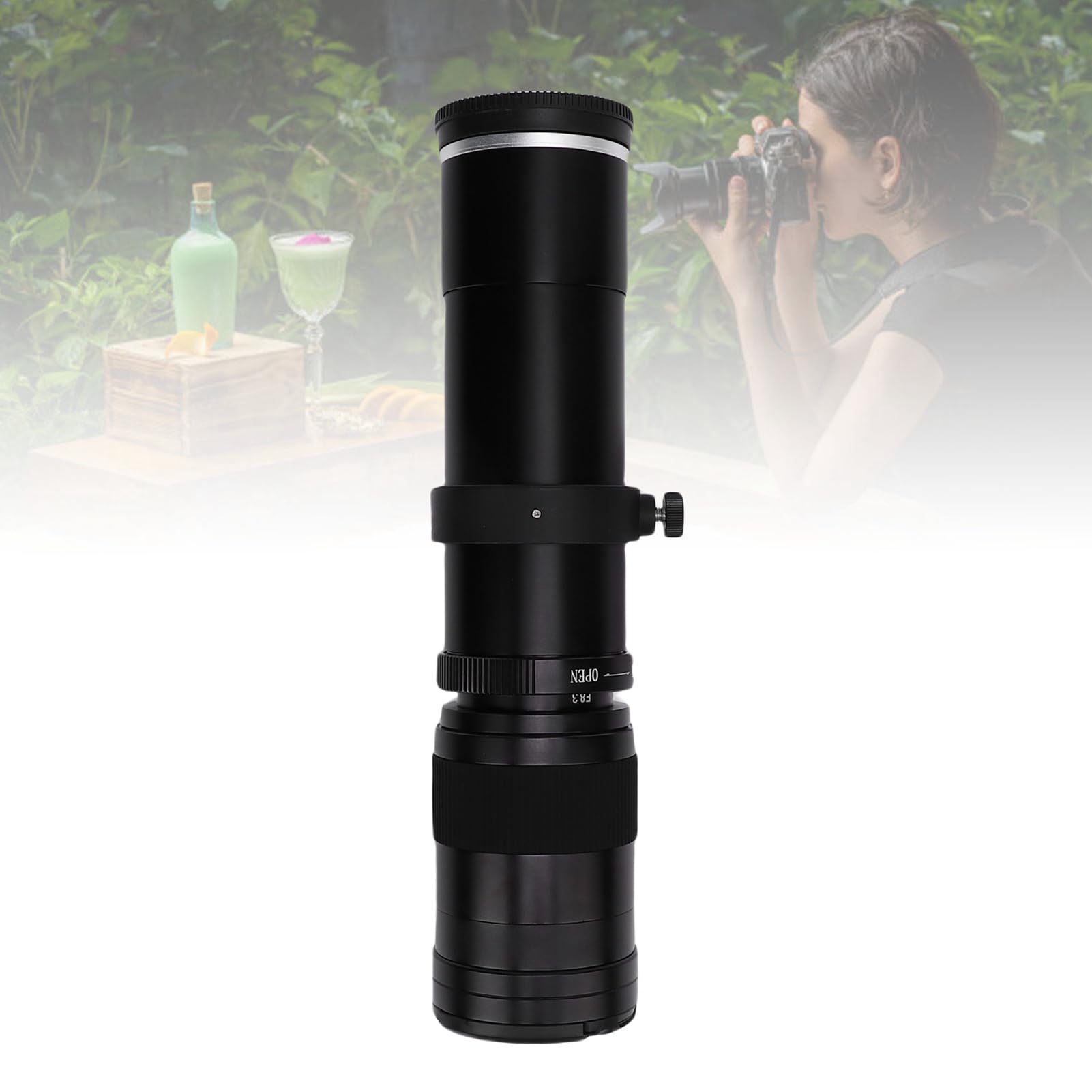 E Mount Teleury Zoom Obiektyw 420 do 800 Mm F8.3 Optyczna Soczewka Szklana do Odległej Fotografii Krajobrazowej, Precyzyjna Kontrola Ręczna (BLACK)