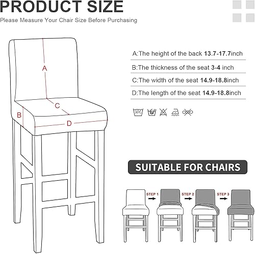 Miniatura 8 de Juego de 10 fundas para silla, fundas elásticas para sillas Parsons, de elastano, extraíbles, lavables, fundas protectoras para sillas de cocina,