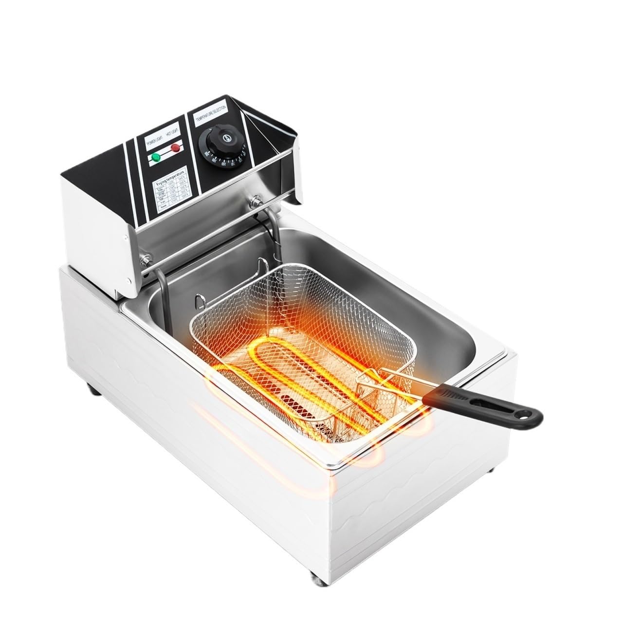 Friggitrice Commerciale 2500 W 6 L In Acciaio Inossidabile Regolabile 140-392 ℉ Sicurezza Facile Da Pulire