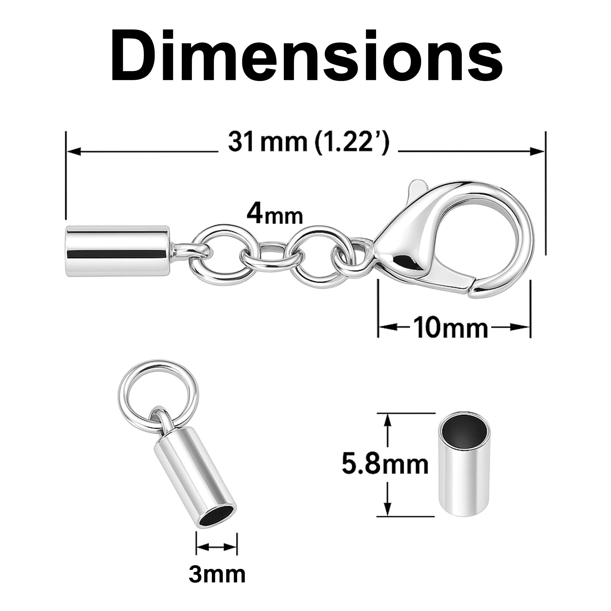 Amazon.com: Mandala Crafts Stainless Steel 3mm Cord End Caps with