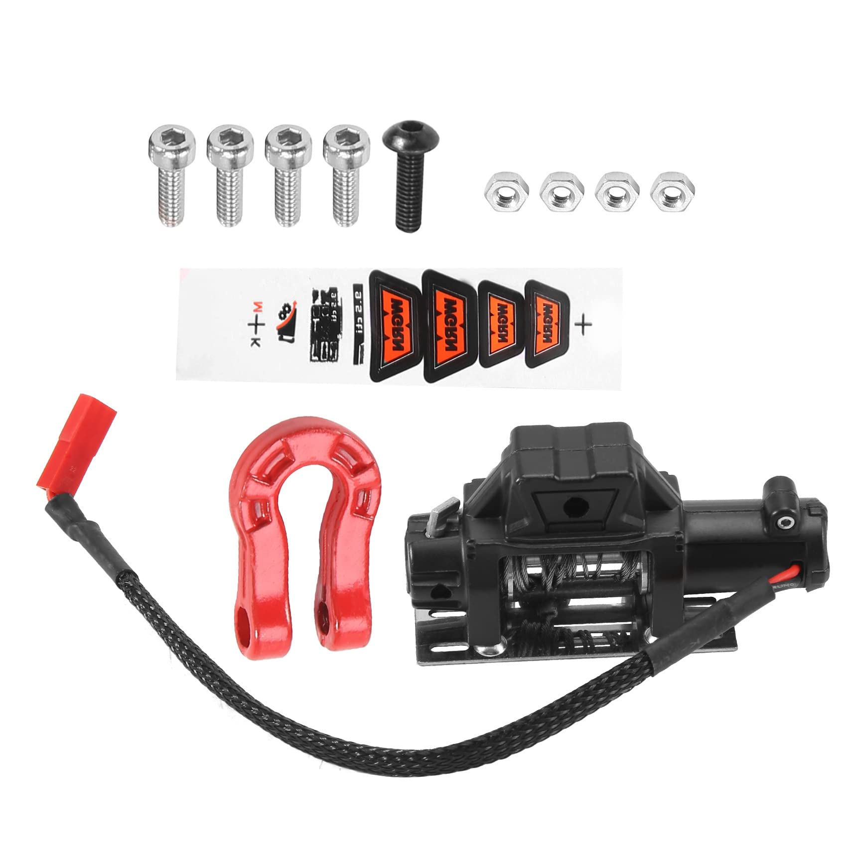 Boerunid Metal Steel Wire Automatic Simulated Winch for 1/10 RC Crawler Car Axial SCX10 90046 TRX4 D90 Redcat,Black