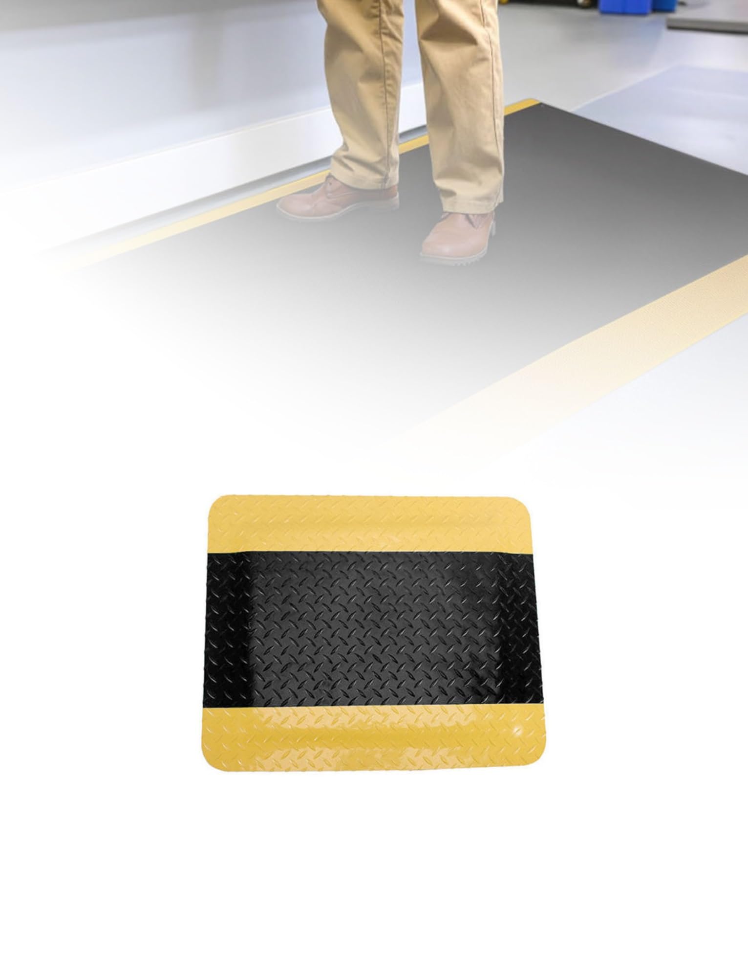 GTHTUHFD Ergonomic Anti-Fatigue Mat For Industrial Use - Standing Floor Mat With Safety Yellow Border For Leg & Back Pain Relief,Black-60X120CM