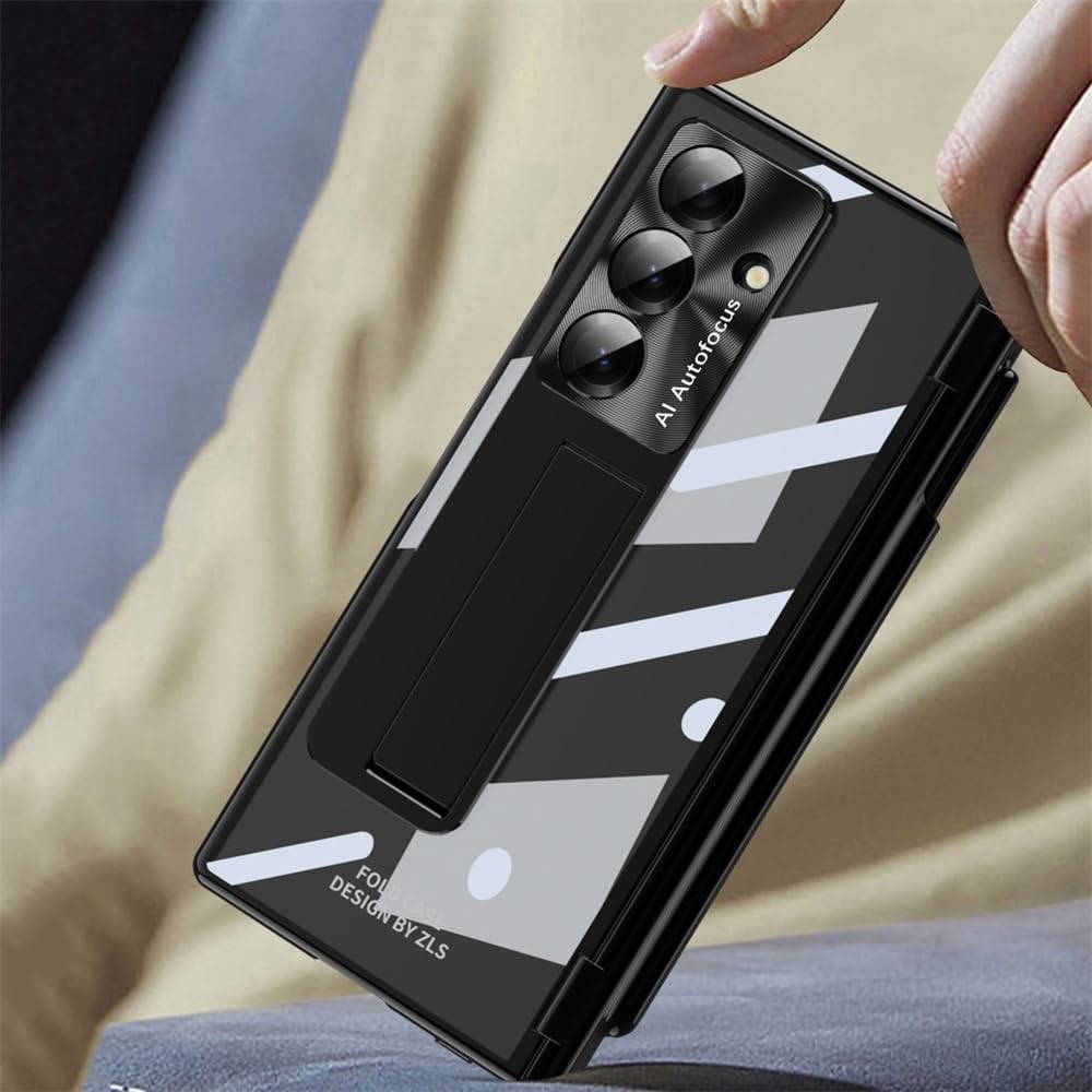 Compatibile con Samsung Galaxy Z Fold 8 Ultra Custodia trasparente con supporto (argento)