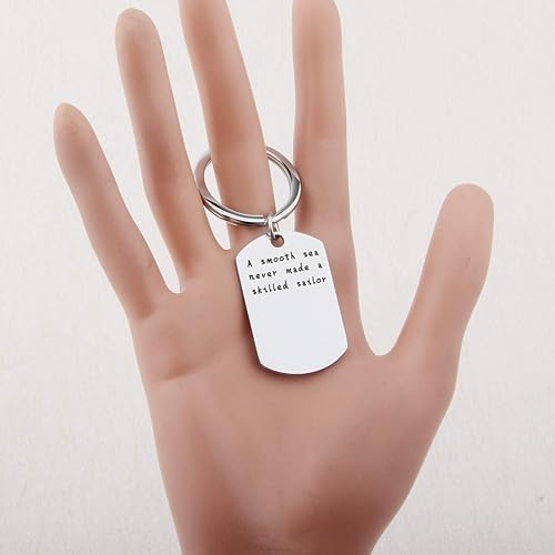 Vista 5 de ENSIANTH Sailors Gift A Smooth Sea Never Made A Skilled Sailor Keychain Anchor Jewelry for Sailing Enthusiast