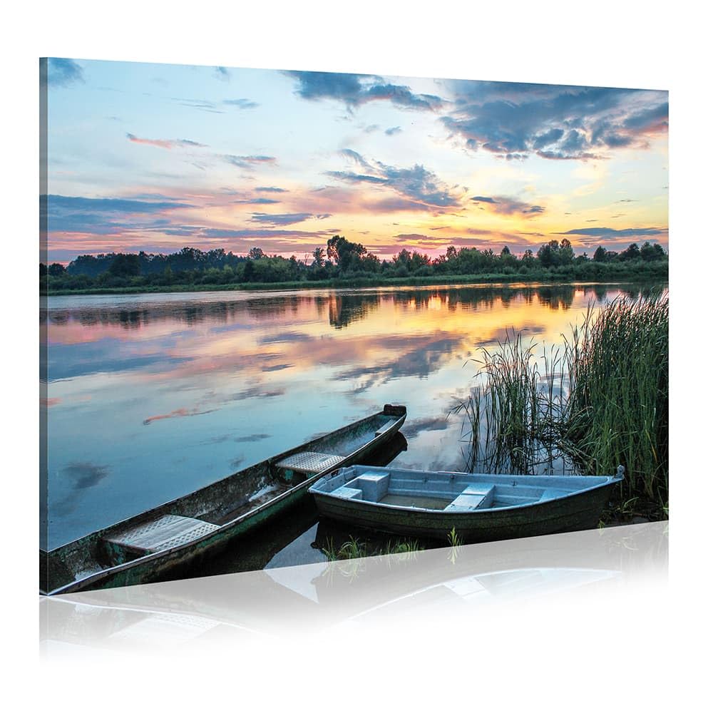 Dream Land Country Lake Canvas Wall Art: Modern Sunset Landscape Prints Nature Scene Painting for Bedroom Office