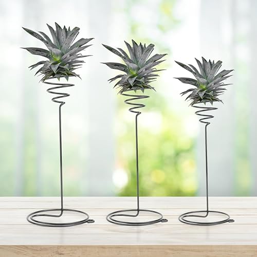 Miniatura 7 de Mipcase Soporte para plantas de aire, soporte de plantas en espiral, soporte de flores de metal para decoración de mesa interior